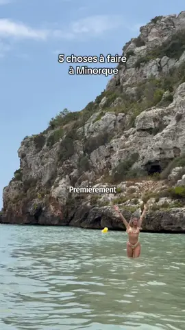 🏝 5 choses à faire à Minorque 🏖Plages : Cala en Porter, Cala en Brut, Cala en Turqueta 📍Lieux à visiter : Binibecca, Port de Mahon, Ciutadella, Funel, Sant Lluis 🍸Bar dans une grotte : Cova d’en Xoroi #minorque #menorca #ideevoyage #bonplanvoyage #ilesbaleares #activity 