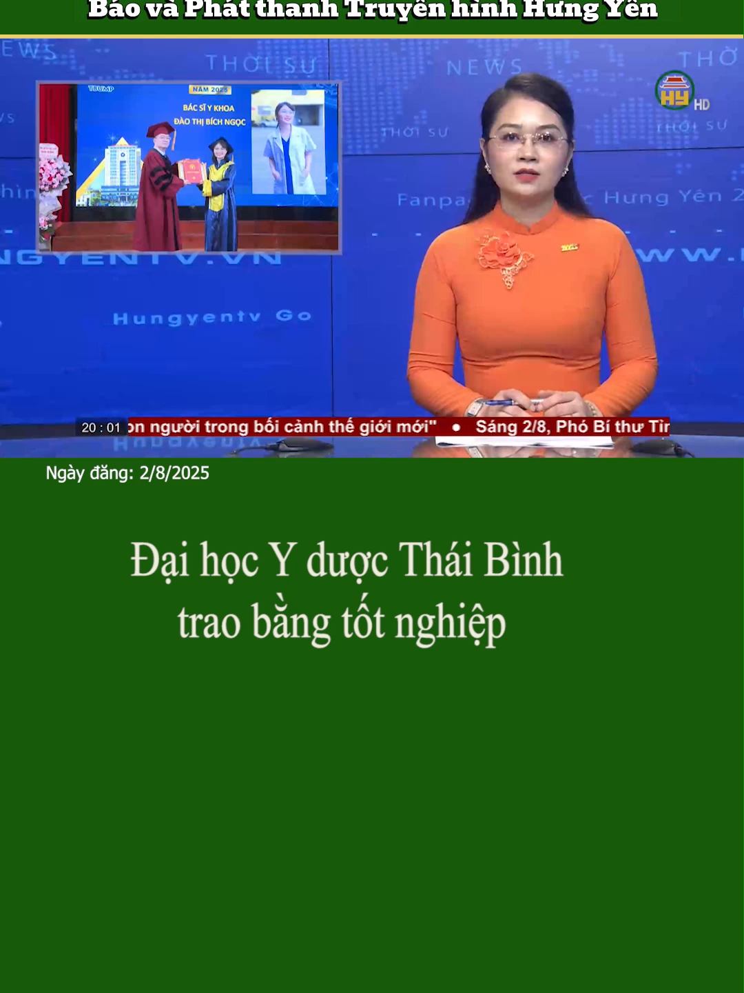 Đại học Y dược Thái Bình trao bằng tốt nghiệp#truyenhinhhungyen #tiktoknews