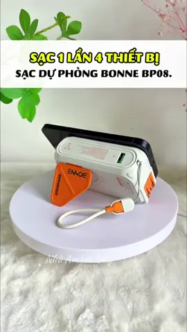 Sạc dự phòng Bonne BP08 tích hợp dây sạc và phích cắm AC tiện quá luôn nè #nhaamberday #sacduphong #sacduphongbonne 