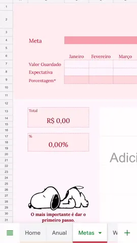 Tour pela Planilha do Snoopy ❤️ #planilhas #finanças #planejamento #snoopy 
