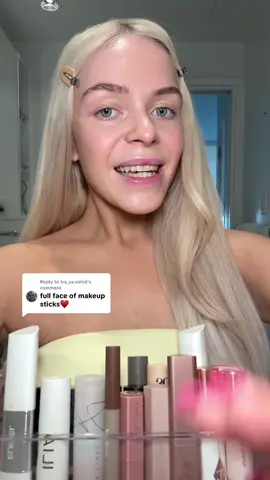 Replying to @tra_sa.vahid full face of stick products?? 👀 #grwm #MakeupRoutine #makeupchallenge @ELROEL.US @Mango People @MERIT Beauty @Nudestix @ILIA Beauty 