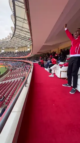 H. E. President William, Raila Odinga and thousands of Kenyans celebrates Harambee Stars' goal against DR. Congo 