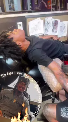 NOOO!!🫣🫢 My boy turned 18 and came to get his first Tattoo.He asked if he can use Numbing cream I said nah you gotta take your first one all the way through with no cheating my guy!! This was his reaction!! I mean ay he didn’t quit but yo he was going through it!! 🤣🤣 #tattooreaction #tattoo #firsttattoo #tattooshop #funnytattoo #inkmoney #tattedup #legendaryink #tjayredink #blackink #Pain #Demontime #crazy #cry #crybaby #nopainnogain #tattoolessons #liveandlearn #sheesh #wow #laugh 