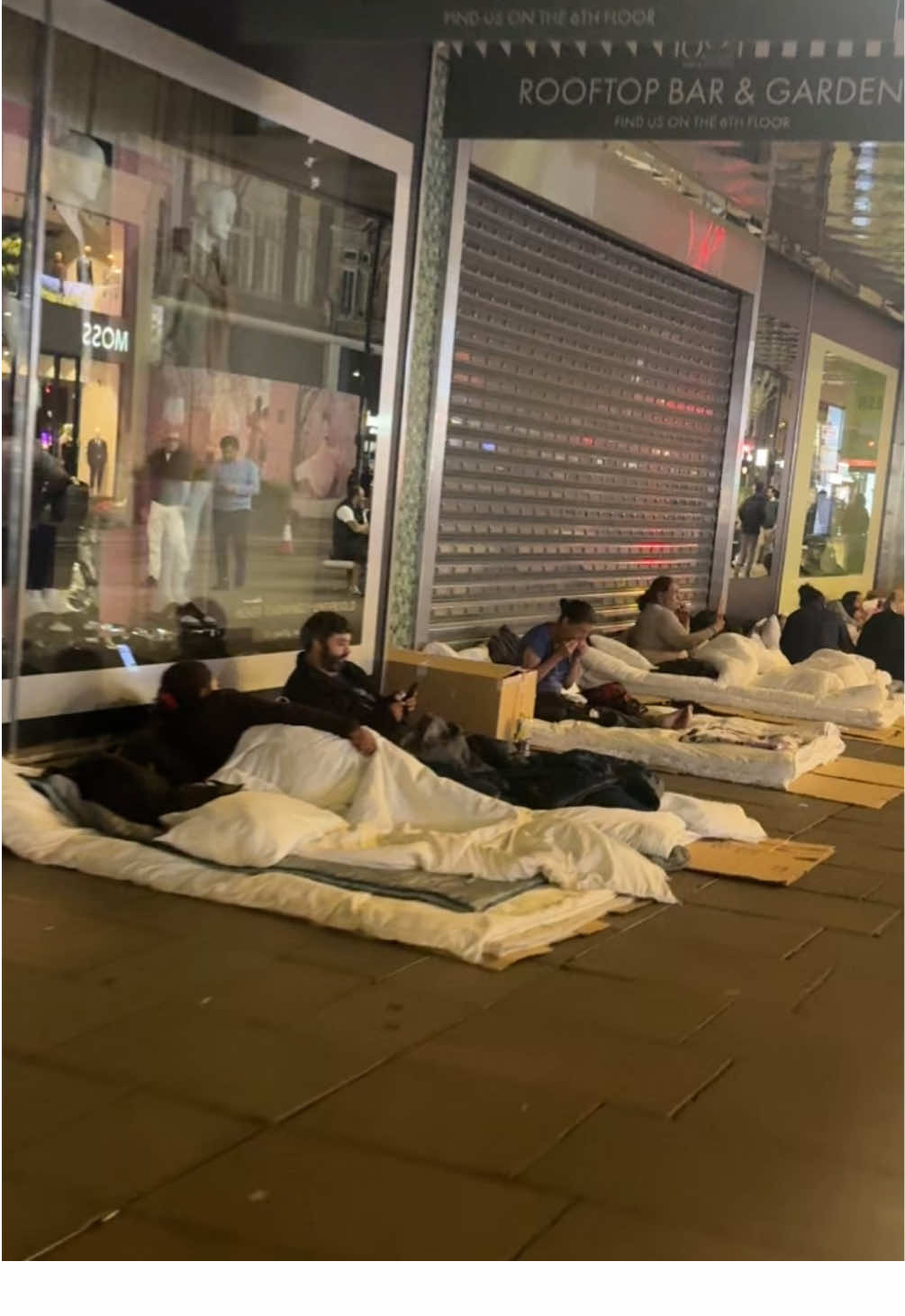Oxford Street today: over 40 homeless people sleeping outside John Lewis every night. One of the UK's busiest shopping districts is now a symbol of crisis #999 #kickingoff #