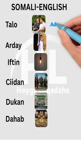 Learn English and Somali #englishiyosomali #somalitoenglish #hoygaluqadaha 