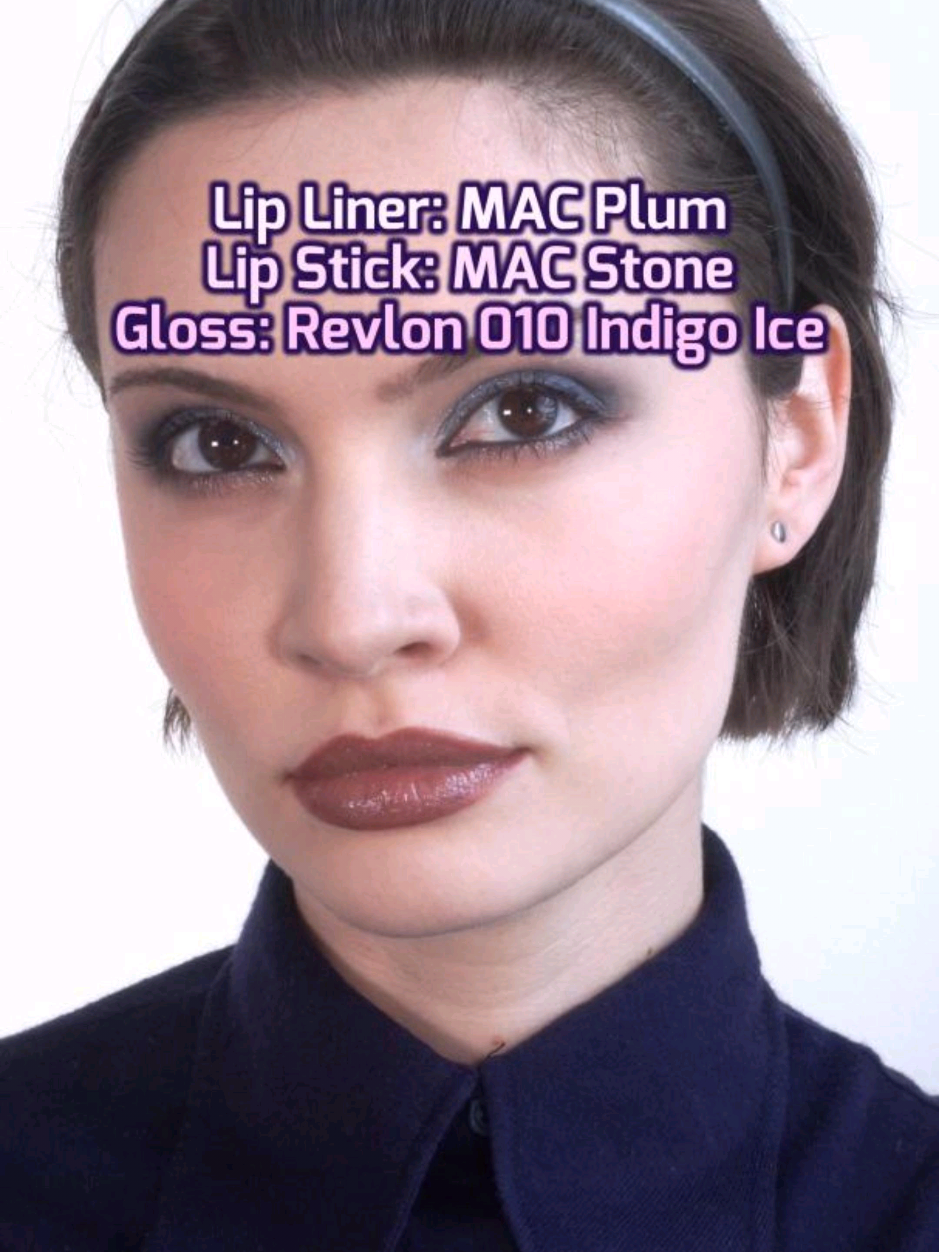 lip combo MAC Plum, Stone, Revlon Indigo Ice Lip Gloss #cooltonedmakeup #stonelipstick #maccosmetics #greylipstick #lipcombo 