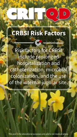Risk factors for CRBSI include prolonged hospitalization and catheterization, microbial colonization, and the use of the internal jugular site. This post is for educational purposes only and is not medical advice.