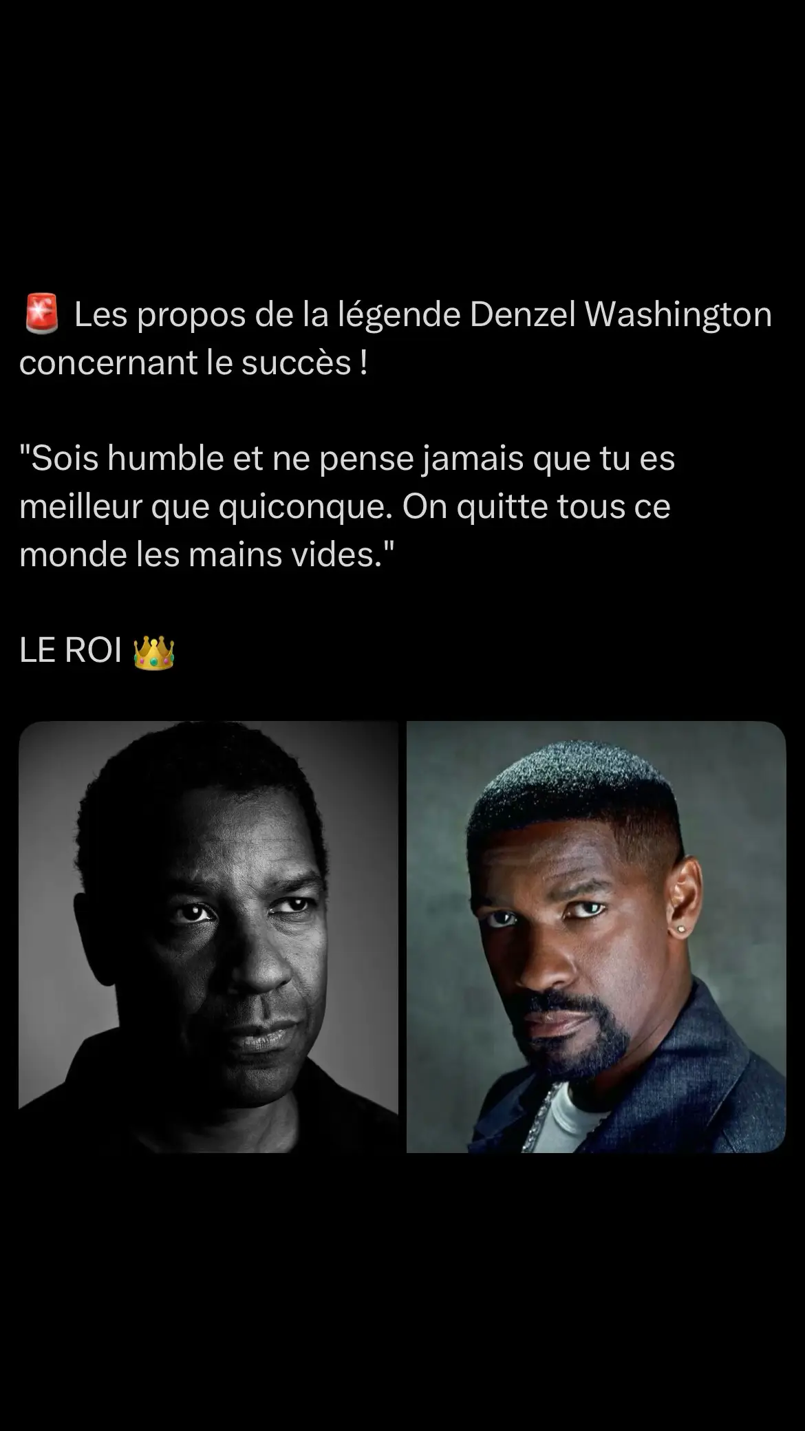 👉 La vraie grandeur, c’est de rester simple, même au sommet. 🔁 Partage si tu respectes cette mentalité. #DenzelWashington #LeçonDeVie #InspirationDuJour #ParolesVraies#fyp#