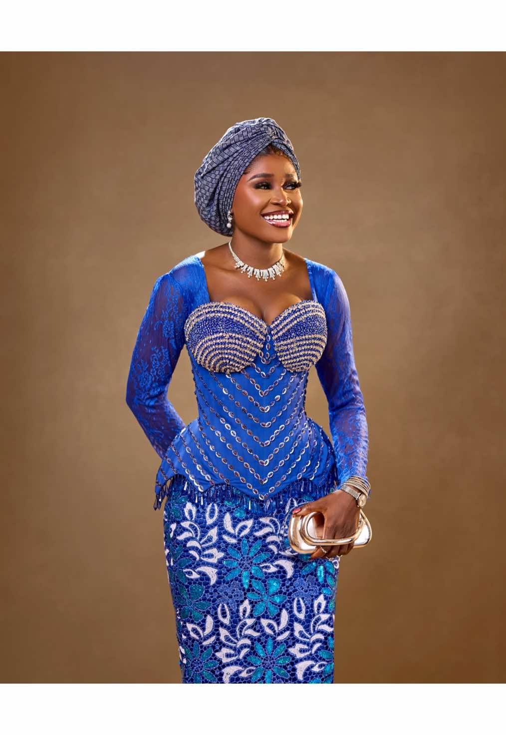 When your client is so much in love with her dress This was her first and only fitting It's everything for us! the front fit, the stunning cut on the waist, and the intricate beading.  We just can't get enough Our client slayed and left no crumbs💙💙 #sewwithdami #party #fashion #fashiondesigner #viral #goviral #trending 