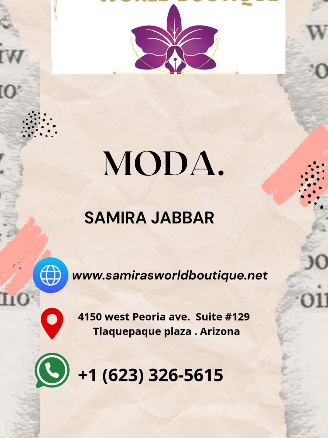 🎀 Samira's World Boutique 🎀 Discover the charm of the artisanal and the exclusive. In our boutique you will find: 👗 Unique hand-embroidered dresses from Chiapas, Oaxaca, and Guerrero 👜 Genuine leather handbags made by artisans 💎 Elegant accessories with a Mexican essence 🌸 Original Arabic perfumes for men and women 👒 Handcrafted hats and corsets ✨ Modern ensembles, casual and formal wear 📍 Visit us at 4150 West Peoria Ave., Suite 129, Phoenix, Arizona 🌐 Shop online: samirasworldboutique.net 💬 Each piece tells a story... Choose yours today. #SamirasWorldBoutique #ModaLatina #PerfumesArabes #VestidosMexicanos #PhoenixFashion