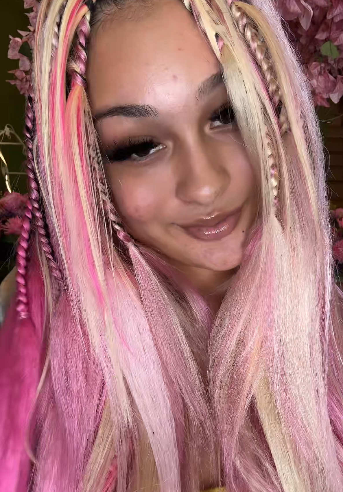 Emo scene braids 🩷🤟🏽🤍 #transandproud 