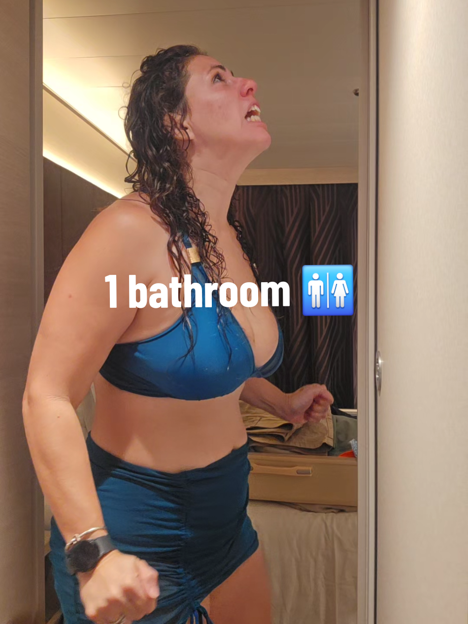 1 bathroom plus food you're not use to but decide is a good idea is a BADDDD idea #vacation #momhumor #travel #stomachissues 