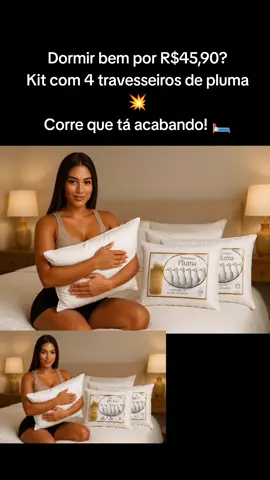 Dormir bem por R$45,90? Kit com 4 travesseiros de pluma 💥 Corre que tá acabando! 💤🛏️ #travesseiro #conforto #tiktokshop #pluma #kitcompleto #viralshop #oferta #pamelauchoa