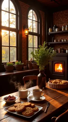 Would you sit by the window with a caramel coffee or warm your hands by the fire? 🔥As the wind brushes the golden fields, inside the hearth café, cinnamon sugar and comfort await.  This is AI generated for coffee retreat esthetic ☕️✨️ . . . #cafelover  #cozycafe  #cafe  #aicafe  #rusticcafe  #coffee  #studiohdcafe
