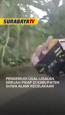 Mobil Pick Up di Gowa Alami Kecelakaan Tunggal Buntut Pengemudi Ugal-Ugalan Kejadian minggu (03/08) di Malakaji, Kec. Tompobulu, Kab Gowa.