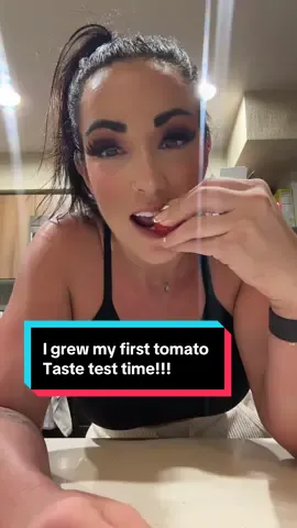 I grew my first tomato! Time for a taste test!  . . . #tastetest #greenthumb #homegrown #tomatoes 