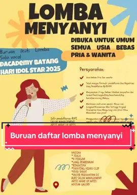 BURUAN DAFTAR 34 HARI LAGI 🎤💄👠🎤😍😍💃💃💃🕺🕺🕺🕺💃 Pendaftaran telah di buka Buruan daftar Lomba Menyanyi dan lomba model fashion show kembali Di buka oleh Rupi Management Artis satu2 nya management artis batang hari Yg telah berdiri selama 15 tahun dan telah Banyak mencetak mendidik para artis dan model💄💄👞👟👟👑👑👠👠👠 Hallo buat kamu yg suka model, foto model, foto2 dan juga selfi selfi 📷📷📷📷📷 👠👗👖👚👕👠💄💄💄💄👟👞ikuti pemilihan TOP MODEL IDOL STAR 2025 buat Kamu Yg Suka Menyanyi DANGDUT DAN SUKA BERGOYANG👠👠👠👞👟👟🎤🎤🎤🎤🎤🎵🎵🎶🎶🎹🎹🎹🎹 Buat Kamu Yg Bisa Menyanyi Lagu Pop & juga Lagu Daerah. Ikuti D'ACADEMY BATANG HARI IDOL STAR 2025 😍💅💄💄💅💅💅💅💅💅😍😍💅💅😊😊😊😍💅💅💄💄💅💅💅💅🎤🎤🎙️🎙️🎙️💄💄🌟🌟⭐⭐🌟🌟🌟🌟🌟 😊😊😊😊😊😊😊😊😊 Buruan Daftar  Siapa Tau Kamu juaranya BUAT KAMU yg ingin di orbitin di kabupaten ,provinsi dan ibukota(jakarta).info menjadi Salah Satu Finalis wa 082211325619#jambi #muarabulian #tanjabtimur #indonesia #jambifyp #fyppppppppppppppppppppppp 