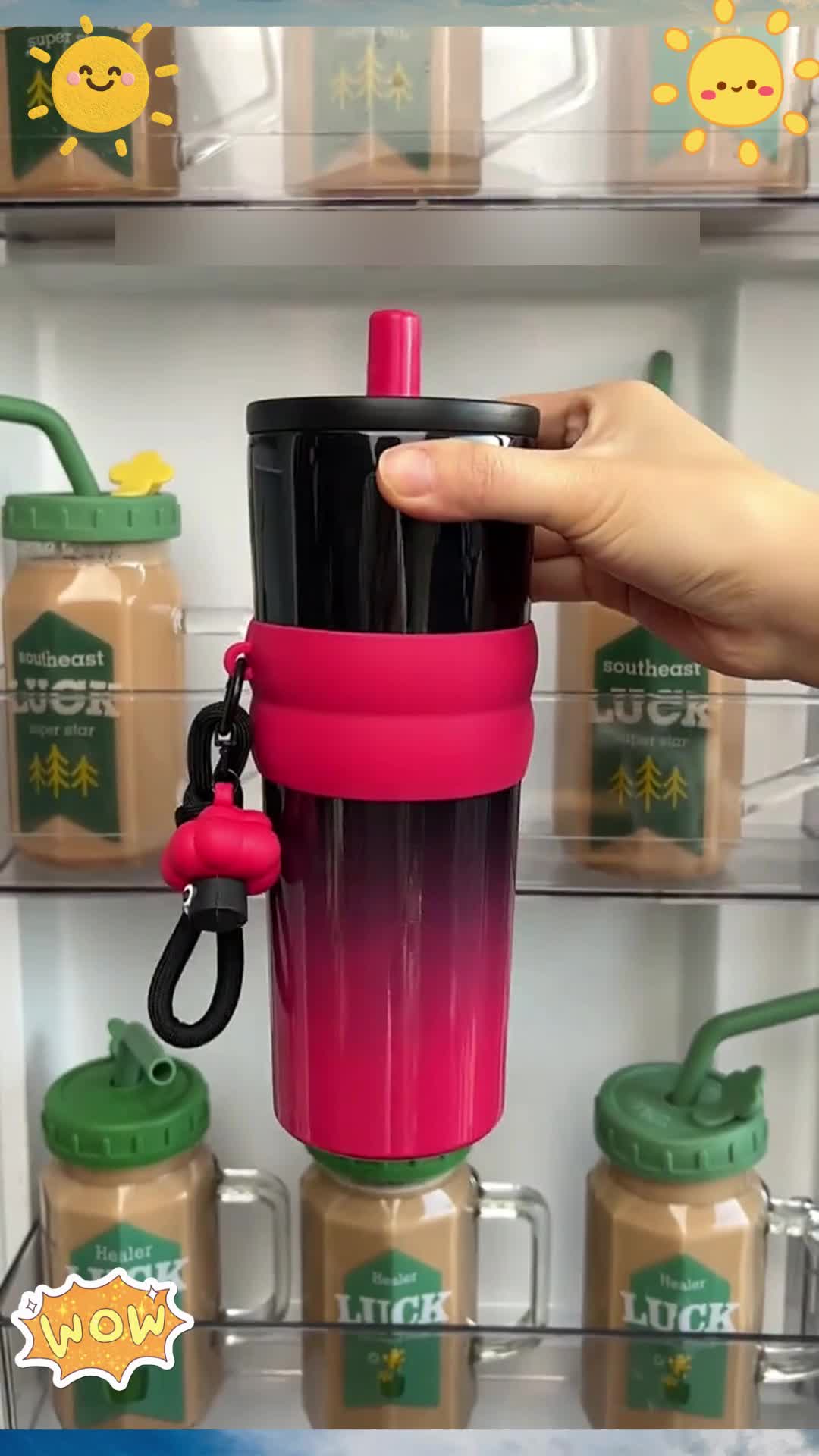 อย่ากลัวน้ําเย็นละลายน้ําร้อนเย็นลง! ถ้วยกระติกน้ําร้อน 316 มูลค่าสูง มาพร้อมกับจี้น่ารัก พกพาสะดวก ความจุมาก เพียงพอทั้งวัน 