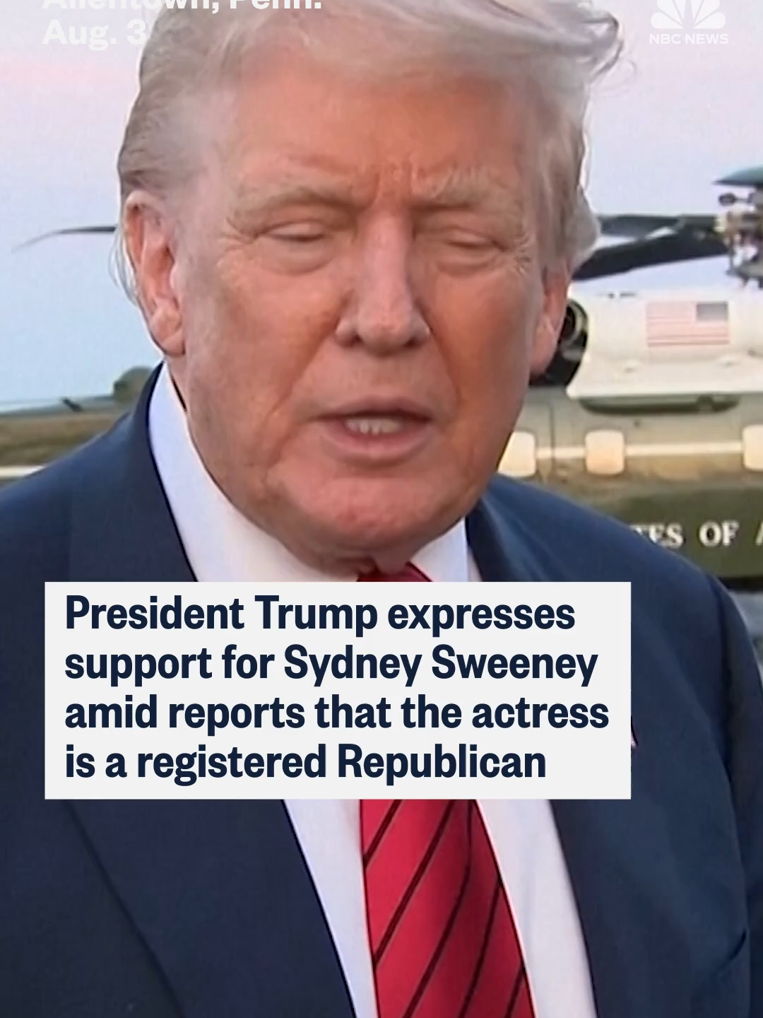 President #Trump expresses support for #Sydney#Sweeney amid reports that the actress is a registered Repubican.