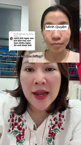 Trả lời @Trang Sunny 🌱 laser thì sau laser em thoa luôn tế bào gốc, còn laser mà kết hợp với peel thì hết thời gian lưu peel mới thoa e nhé #Laser #peel #nám_tàn_nhang #làm_đẹp #xuhuong #Minh_Quyên_Beauty_Center #spa_uy_tín_thái_bình #minh_quyên_chuyên_nám #trị_nám_thái_bình #Ức_chế_nám #minh_quyên_đào_tạo_spa 