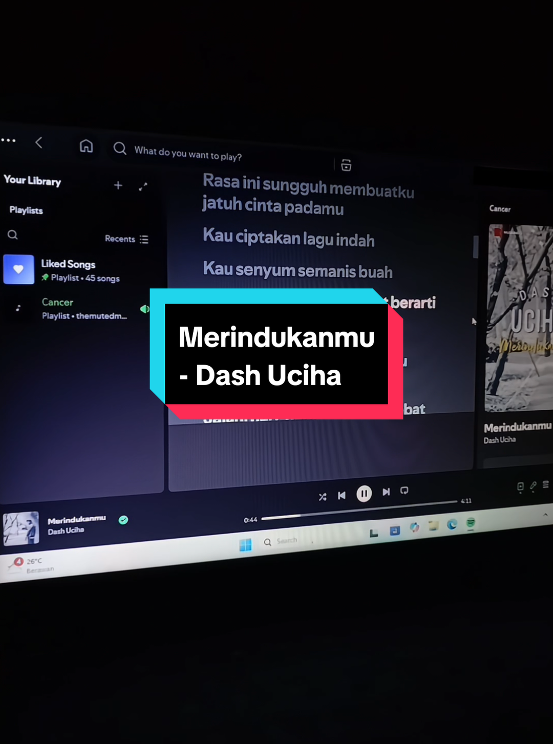 🙇 link playlist aku dibio ya🙌 #foryoupage #liriklagu #merindukanmu #fyp #spotify 