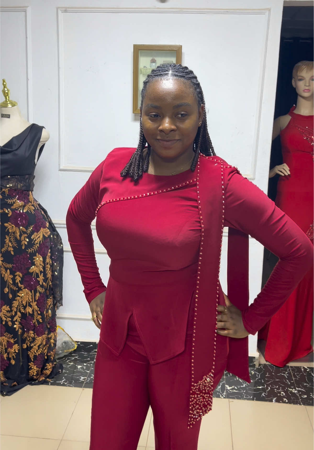Late night fitting with my dearest Ifesi❤️. We made two outfits for her induction, and both were so beautiful.  #enugufashiondesigner #enugutailor #jessiremclothings #rtwinenugu #nigeriantailor #tailoring #sewtiktok #enugufashionacademy #tailor #dressmaking 