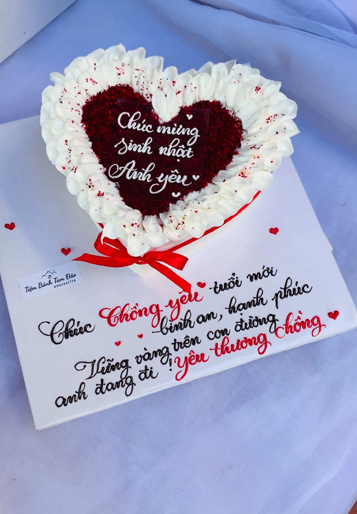 Bánh sinh nhật trái tim tặng chồng kèm lờii chúc ❤️#banhtraitim #tiembanhtamdao #chudep 
