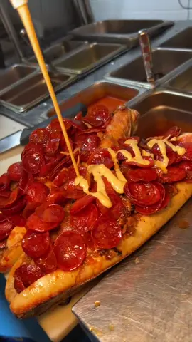 In the making of the GOOMBAH COWBOY SUB from Tony Boloney’s in New Jersey! 🔥🔥💪💪 Pepperoni HEAVEN. #DEVOURPOWER #fyp #foryou #pepperoni #cheesesteak 