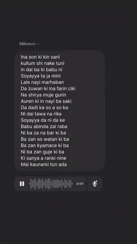 Ina son ki kin sani 🥲❤️‍🔥 #Baitocilyrics #Baitoci #hausatiktok #nigeria #arewatiktok #arewalyricshub #creatorsearchinsights  Auta mg boy so ruwan zuma  lyrics video hausa voice note hausa song 