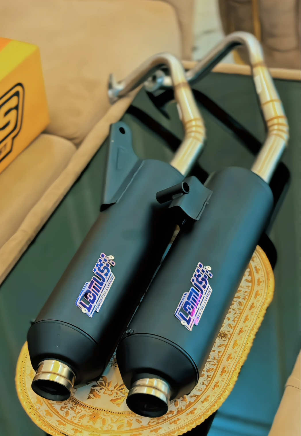 sudah ready knalpot original lotus  luster moncong shijiro inlet 28-38 oute 50 suara entret entret  #knalpotlotus #knalpotluster #vario #aerox #beat 
