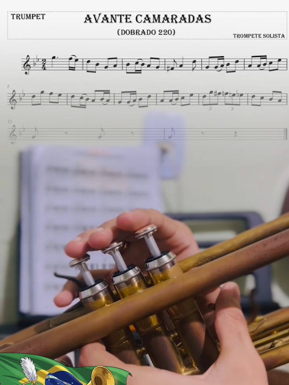 Avante Camaradas (Dobrado 220), Partitura Para Trompete!  🎺🇧🇷🎶 #musica #score #solo #trumpet #partituras #trompete #viral_video #trumpetplayer #jazz #banda #music #partitura #sheetmusic #desfile #7desetembro #musicabrasileira 