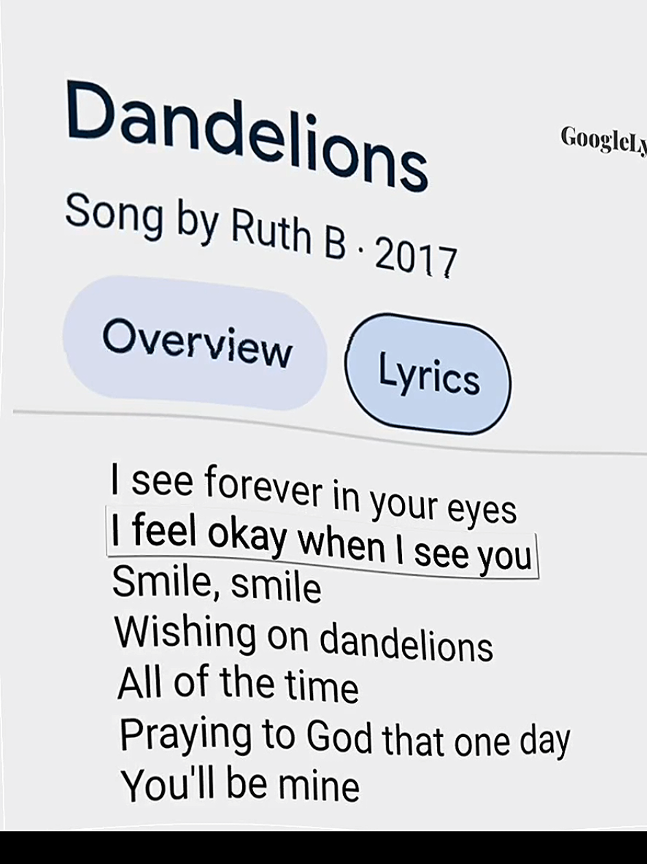 Dandelions | LYRICS🎧 . . . . . . Dandelions Dandelions ruth b Dandelions ruth be lyrics  Dandelions lyrics  Dandelions by Ruth lyrics  #dandelions #ruthb #music #songlyrics #sadsong #googlelyrics🎧 