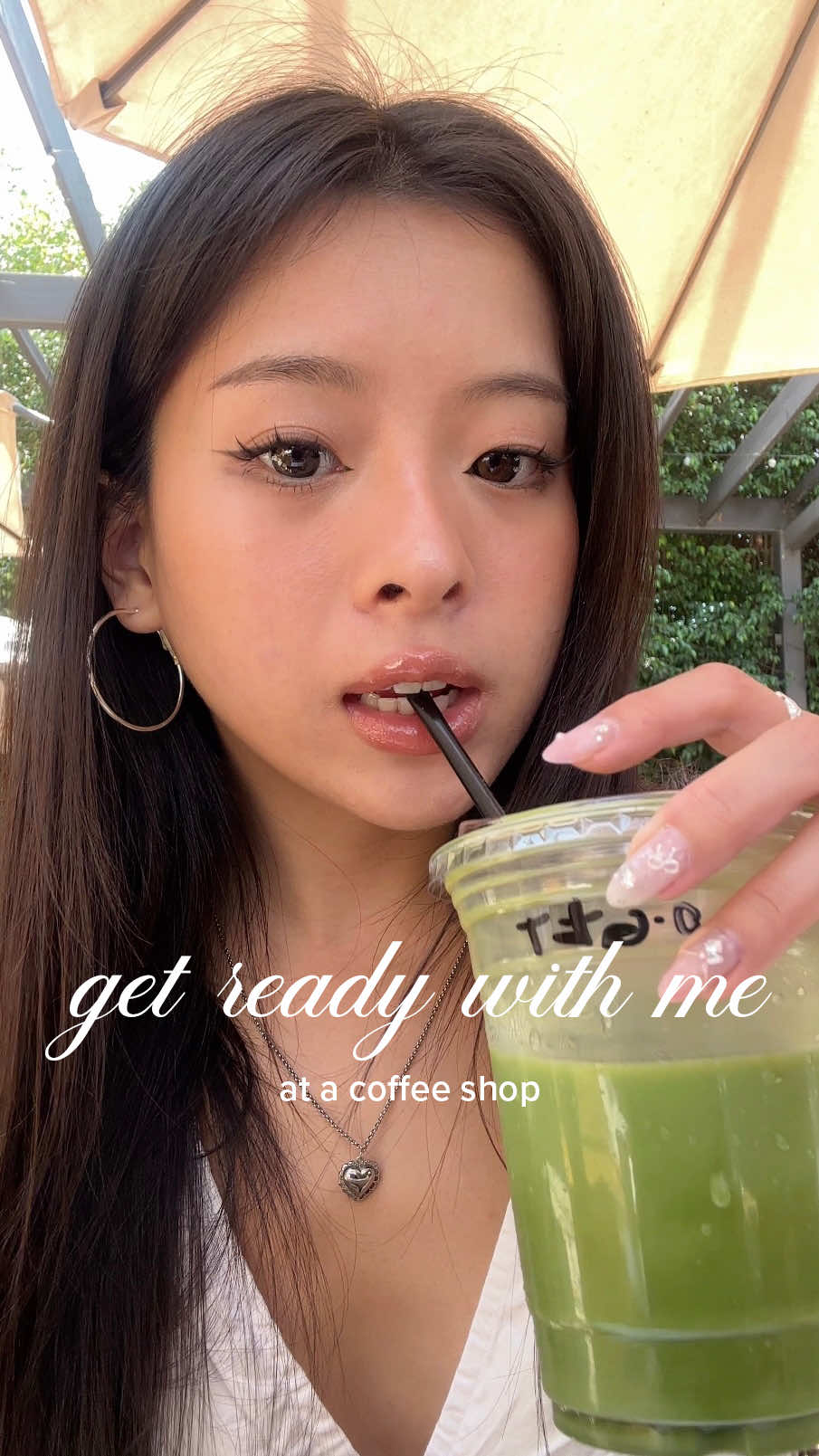 getting ready at a coffee shop! 🍵 products i used:  @Armani beauty luminous silk foundation @glow breathable blemish balm  @armanibeauty luminous silk concealer @Laura Mercier translucent powder @JOOCYEE US glaze multi purpose stick in wheat @Heart Percent dote on mood custom lip & cheek matte #06 @Rom&nd US better than cheek blush in C04 @Benefit Cosmetics precisely, my brows pencil @toocoolforschool contour palette wiwoseo manga lash clusters @heartpercent dote on mood lip liner “caramel beige” @heartpercent dote on mood lip gloss “warm changer” #makeup #makeuptutorial #grwm #getreadywithme #LA #coffeeshop #asmr #asmrmakeup 