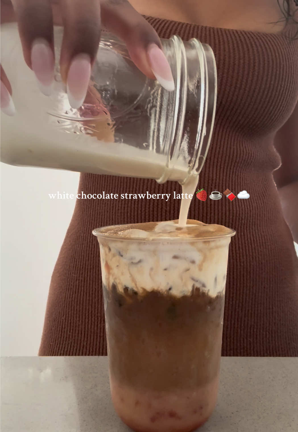 tried strawberry with coffee this morning, was not disappointed! 🫣 10/10! 🍓 @Whole Foods Market Strawberry Preserves and @Trader Joe's Bourbon Vanilla Paste 🤍 ##FYP##Coffee##StrawberryLatte#CoffeeTOK##coffeeathome