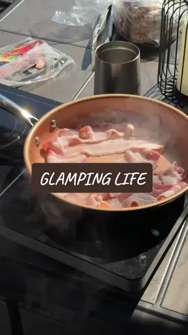 nothing better 🏕️🥓☀️ #campingtrip #kalamalkalake #lakecountry #okanagan #glamping 
