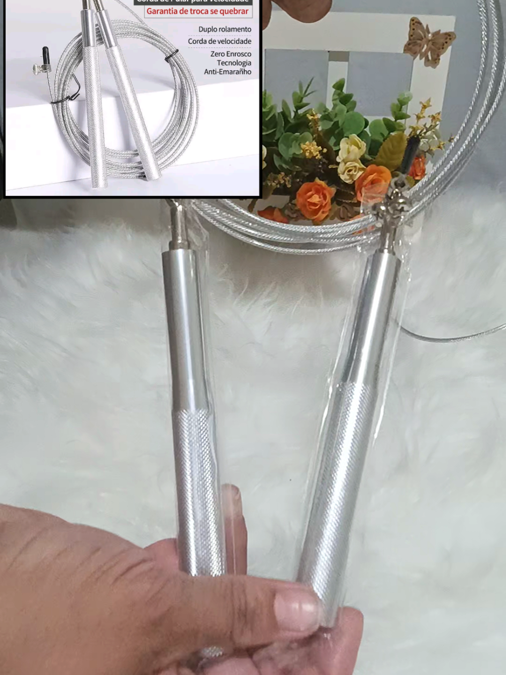 Corda de pular Solidfit 3 m de cabo de aço para muito mais velocidade e resistência ideal para você treinar em em casa ou para uso profissional.#tiktokshop #treino #treinofeminino 