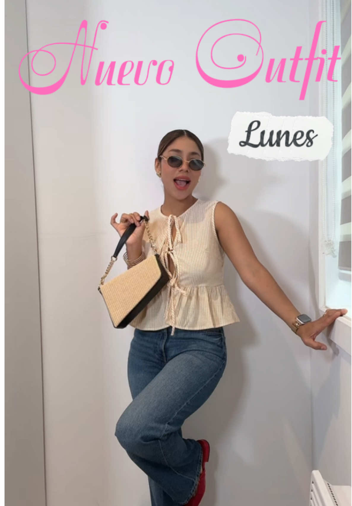 🌞 Outfit nuevo – Día 1 (Lunes) 🌸    Medidas: 1.60 m | 63 kg | Zapato: 8.5 US / 26MX.                                                               👚 Blusita: ID 55410716 – Talla S (te sugiero una M) 👖 Pantalón: de H&M, parecido  en SHEIN ID 58019728 👠 Zapatos: ID 36292447 👜 Bolso: similar al ID 54838869 🕶️ Lentes: ID 28252090 💖 Guarda este look como inspo 📌 Sígueme para más outfits diarios ✨ #OOTD #looklunes #SheinStyle #glowvibes #ootdinspo #Outfit #hm #look #h#sheineid @SHEIN @SHEIN CANADA @H&M  #CapCut 