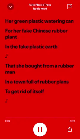 Fake plastic Trees-Radiohead #fyp #spotify #songs #music #foryoupage #fypシ #viralvideo #viral #lyrics #spotifylyrics #parati