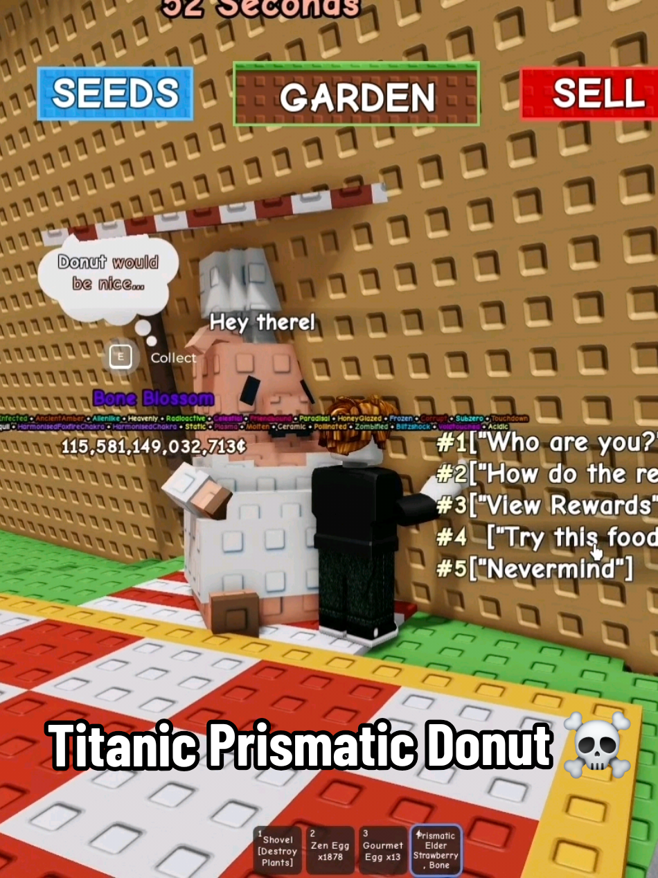 The Most Expensive Titanic Prismatic Donut Rewards ☠️! #growgarden #roblox #foryoupage #foryou #fyp 