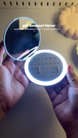 LED compact mirror with lights for those main character touch-ups ✨ #compactmirror #makeupmirror #mirrorwithlights #travelmirror #giftideas #touchupmakeup #lightingtips