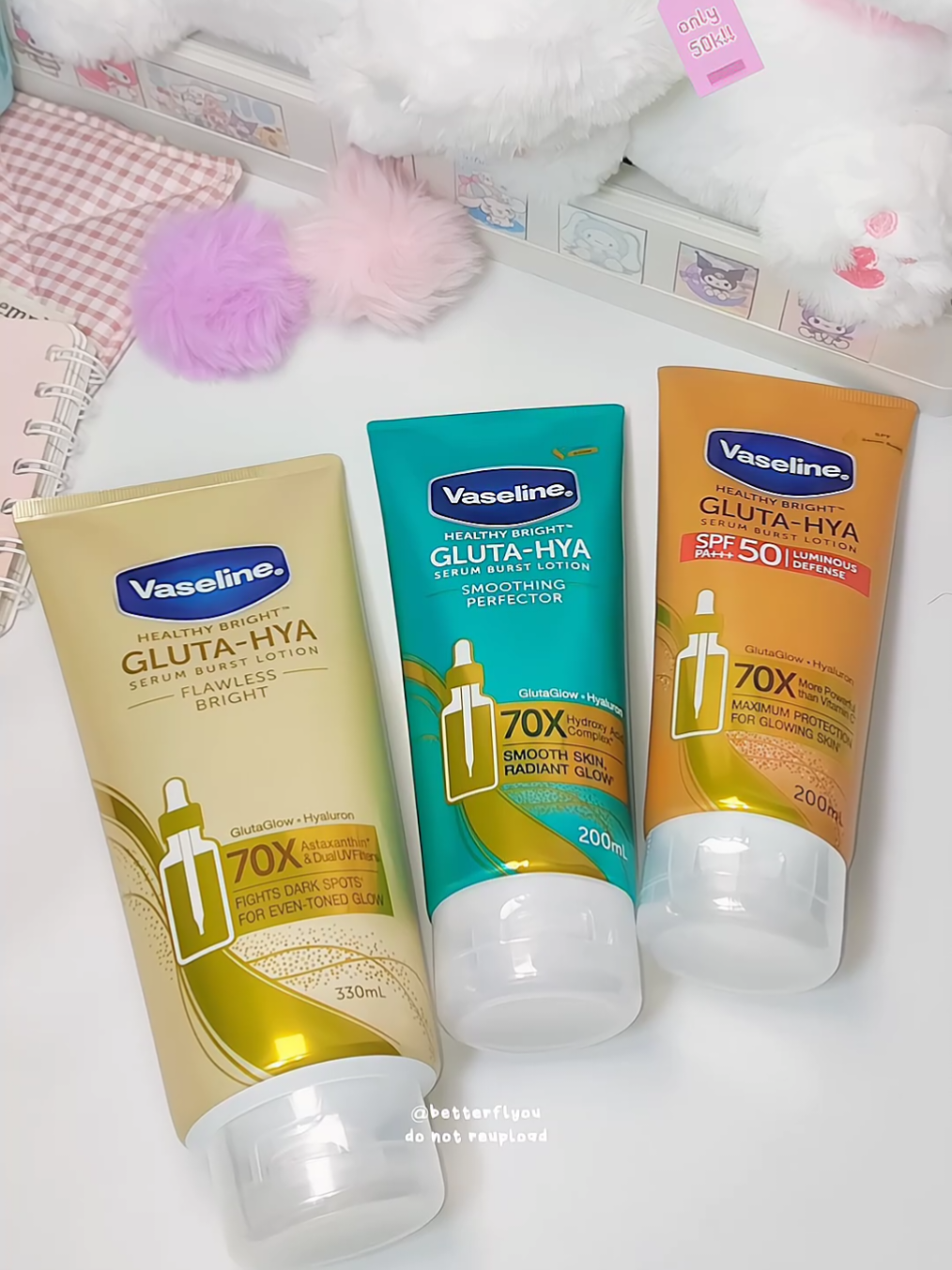✨ Unboxing & meet my skincare body heroes! @vaselineid Gluta Hya series 💖 Siap-siap lihat kulit lebih cerah & halus 🍑 #BrightenUpWithGlutaHya #VaselineID #VaselineBWeauties #SPFWithGlutaHya #BodyCare #GlowingSkin 