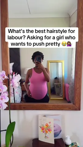 Looking for a hairstyle that can handle screaming, sweating, and surprise guests with phones 😭💇🏽‍♀️ #pregnant #pregnanttiktok #thirdtrimester #labourday #hairstyle #delivery #fyp 