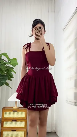 SELF TIE LAYERED DRESS 💃✨#minidress #layereddress #reddress #cutedress #birthdaydress #dress #selftiedress || @NAMIHOLIC 