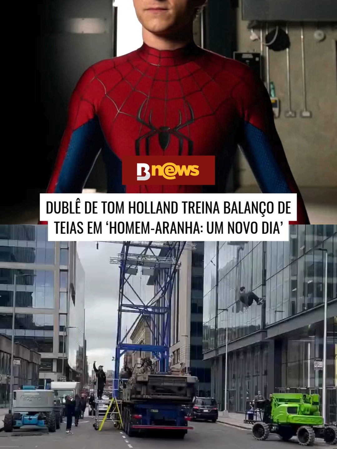 🕸️ Dublê de Tom Holland é flagrado treinando o icônico balanço de teias nas gravações de Homem-Aranha: Um Novo Dia! #marvel #homemaranha #tomholland