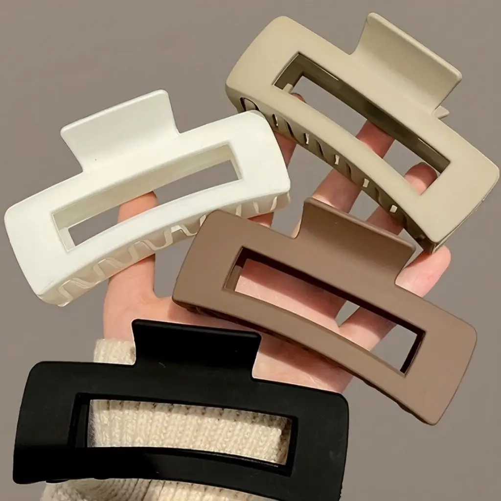 KIT 1/2/3 Piranha Garra Cabelo Presilha Grande Prendedor Plástico Formato Quadrado Minimalista Feminino Lucky Bazar produto em oferta relâmpago link do produto no comentario 
