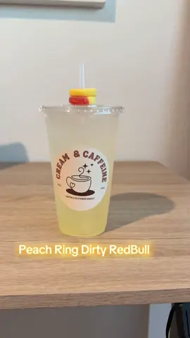 A little redbull ASMR. One of my favorite redbull drinks on my menu the PEACH RING 🍑😍 it is to dieeee for. Lmk if you try it 🫶🏽  #coffeetiktok #drivethrucoffee #drivethrucoffeeshop #drivethrucoffeedoesnthavetosuck #dirtyredbull 