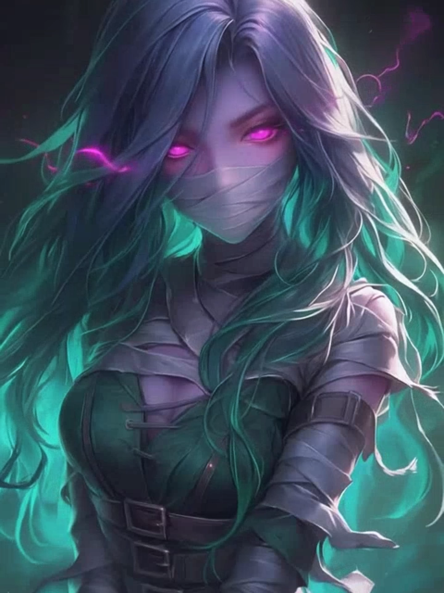 Live Wallpaper | Main Character Energy: Mummified Edition #mummygirl #animevibes #livewallpaper #fantasy #gothgirlvibes #cursed #glowingeyes #mystical #animegirl #aivideo #wallpapervideo