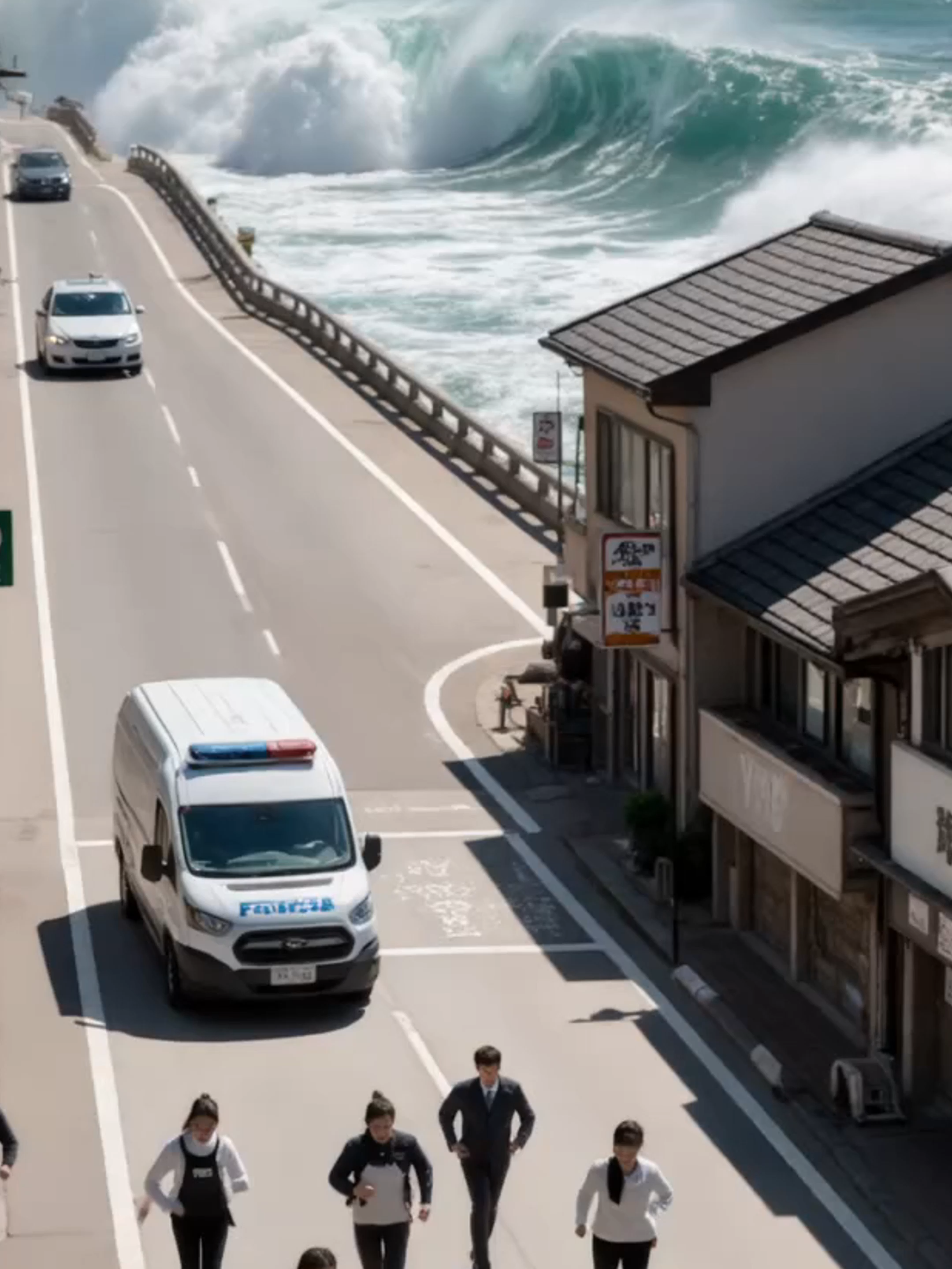 海啸穷追不舍！人群车辆全线逃命 #海啸来袭#自然灾难#极限逃生