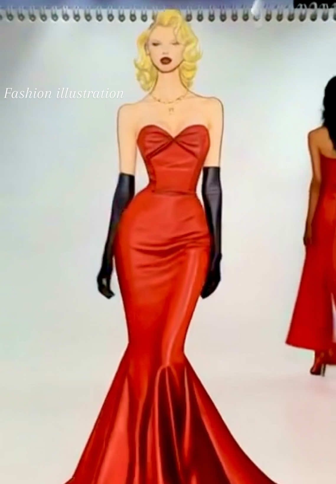 Fashion illustration 💄✨#pixverse_ai_video_edit #reddress #fashiondesigner #رسم_فساتين #algerienne #illustration #vintagefashion #oldhollywood #runwaywalk #ai 