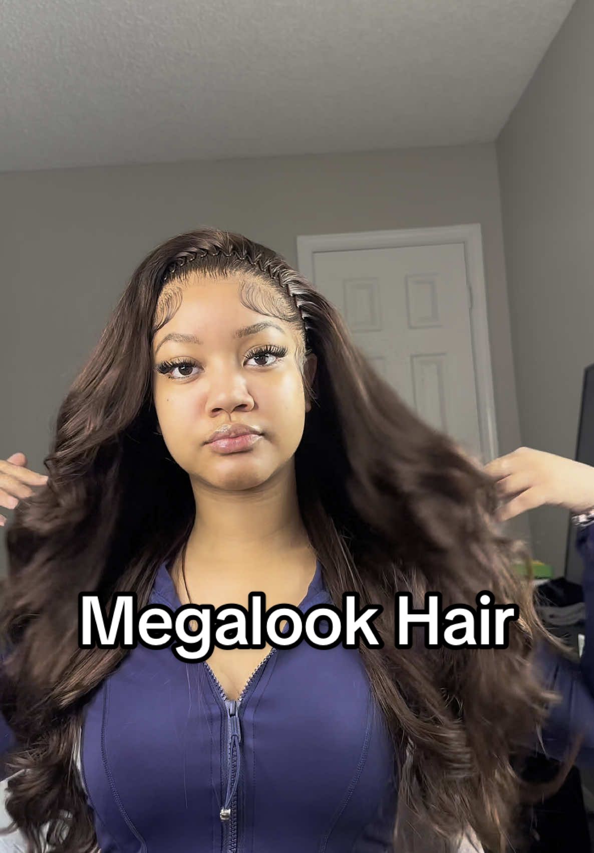 this look came out FYE!!! 😍 @Megalookhair you did your big one on this one 😍  Hair: Megalook #4 Dark Brown Upgrade 13x6 Three-Go™ Glueless Wigs Fitted All Pre-Styled Parting Free  @Megalookhairlili  #fyp #viral #megalookhair #glueless #straightwig #136glueless 